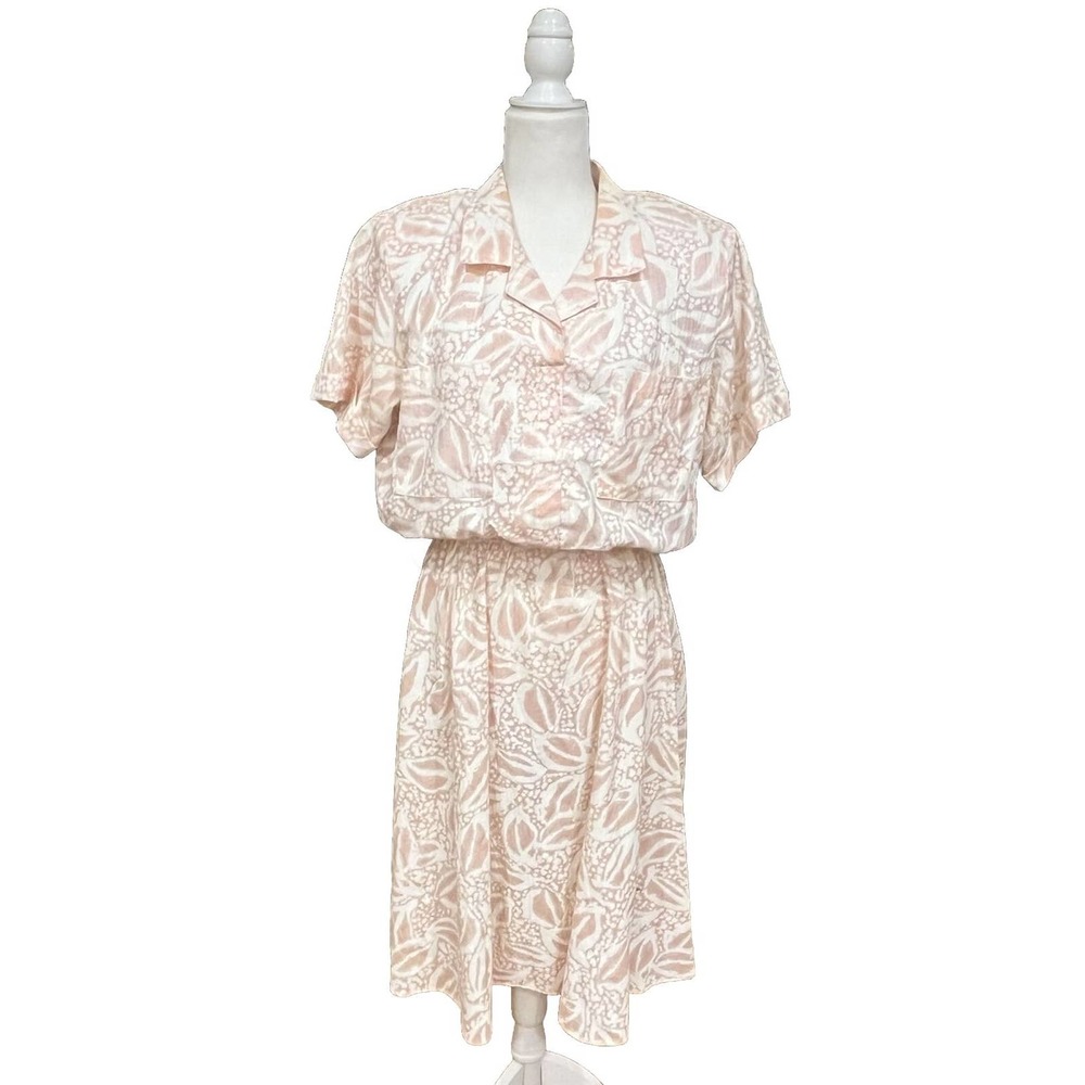 Miss Oops California Vintage Pink White Short Sleeve Collar MIDI Dress